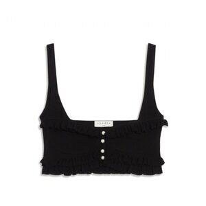 Sandro Black Ruffle Crop Top